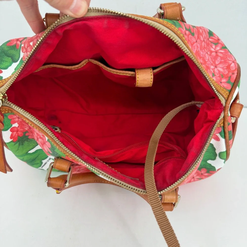 Dooney & Bourke Geranium Floral Satchel Bag Coated Canvas FLAWS
